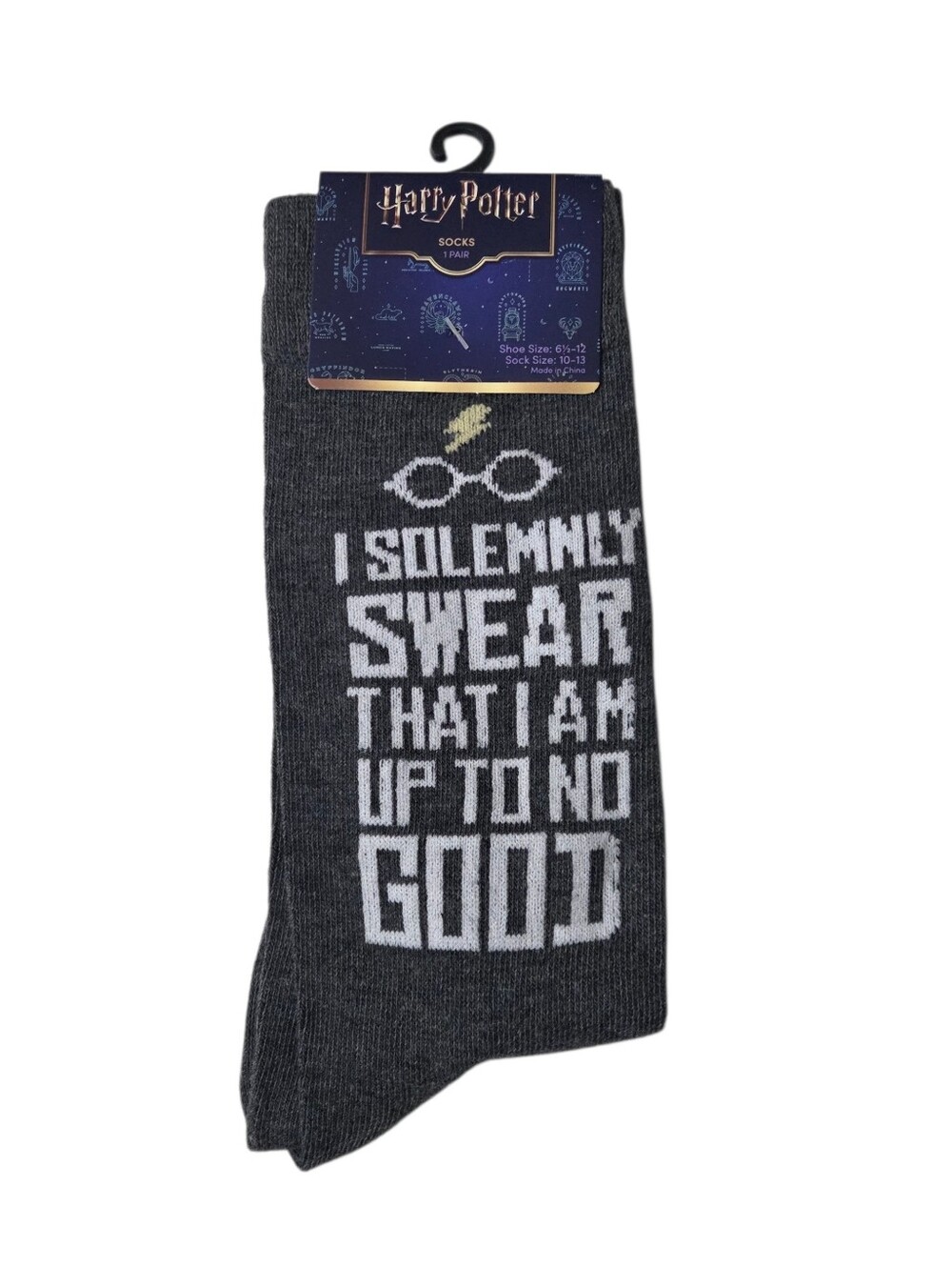 🔥4/$20 Harry Potter Mens Crew Socks NEW Mens 6.5-12 -Novelty -1 Pair -Beige